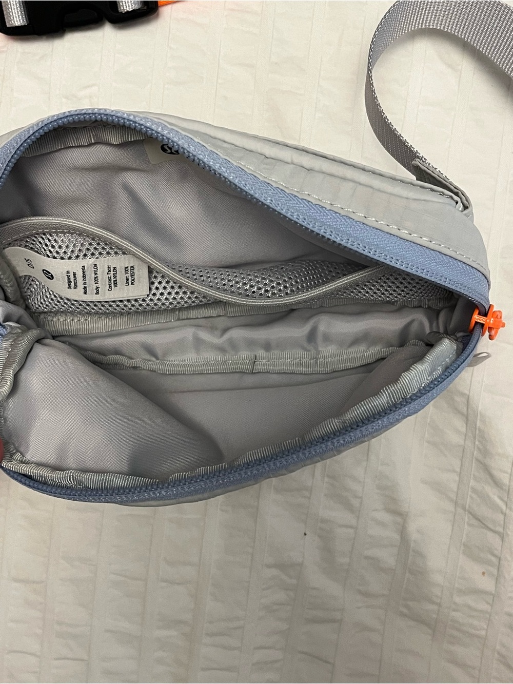 Lululemon Light Gray Crossbody Bag with Orange Accent and Blue Purple Accent - Picture 5 of 9